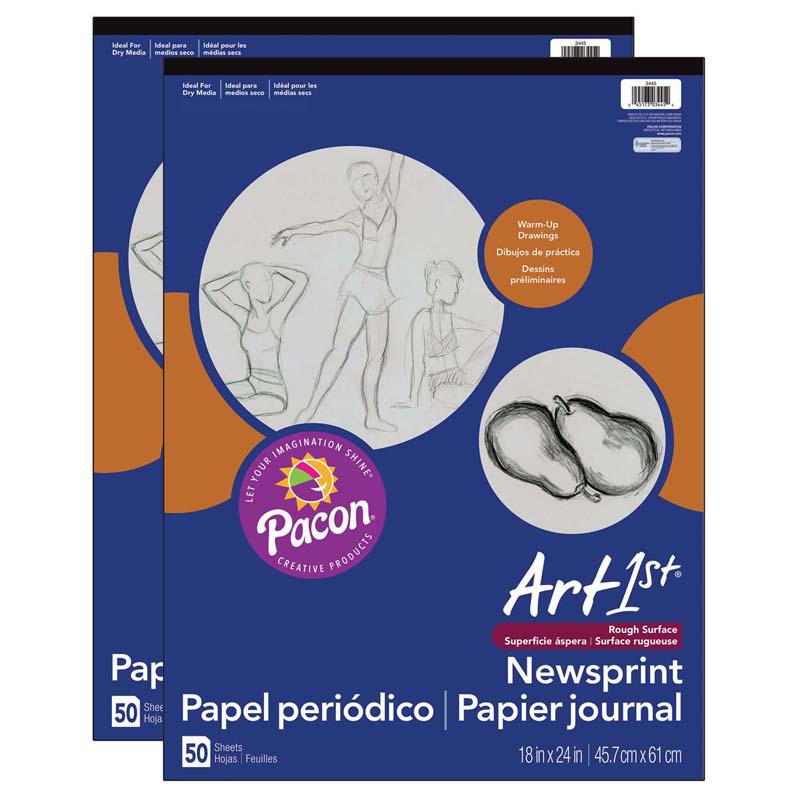 Newsprint Pad, White, 18" x 24", 50 Sheets, Pack of 2. Picture 2