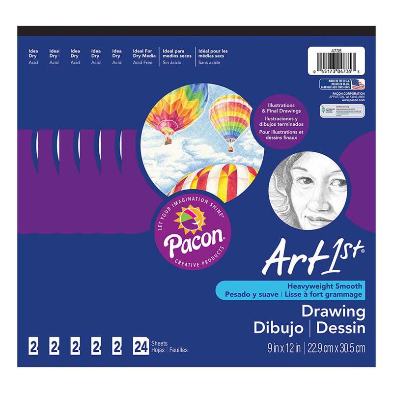 Drawing Paper Pad, Heavyweight, 9" x 12", 24 Sheets Per Pad, Pack of 6. Picture 2
