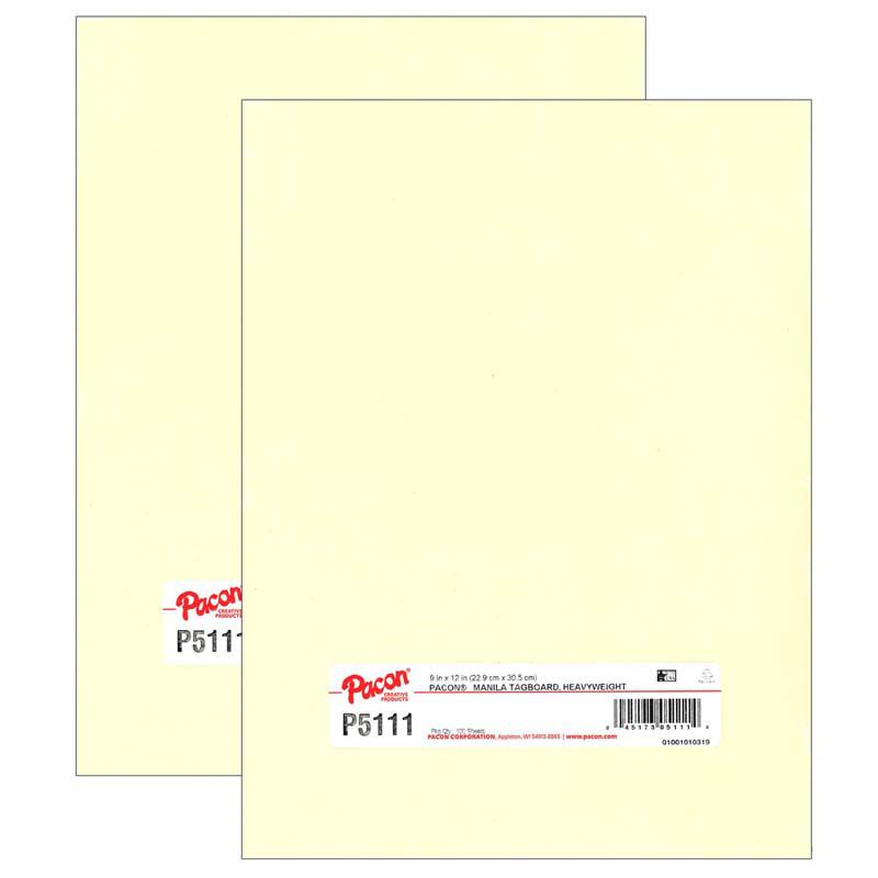 Heavyweight Tagboard, Manila, 9" x 12", 100 Sheets Per Pack, 2 Packs. Picture 2