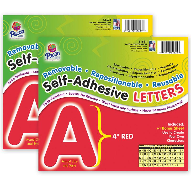 Self-Adhesive Letters, Red, Puffy Font, 4", 78 Characters Per Pack, 2 Packs. Picture 2