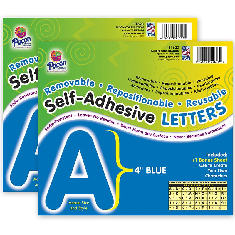 Self-Adhesive Letters, Blue, Puffy Font, 4", 78 Characters Per Pack, 2 Packs. Picture 2