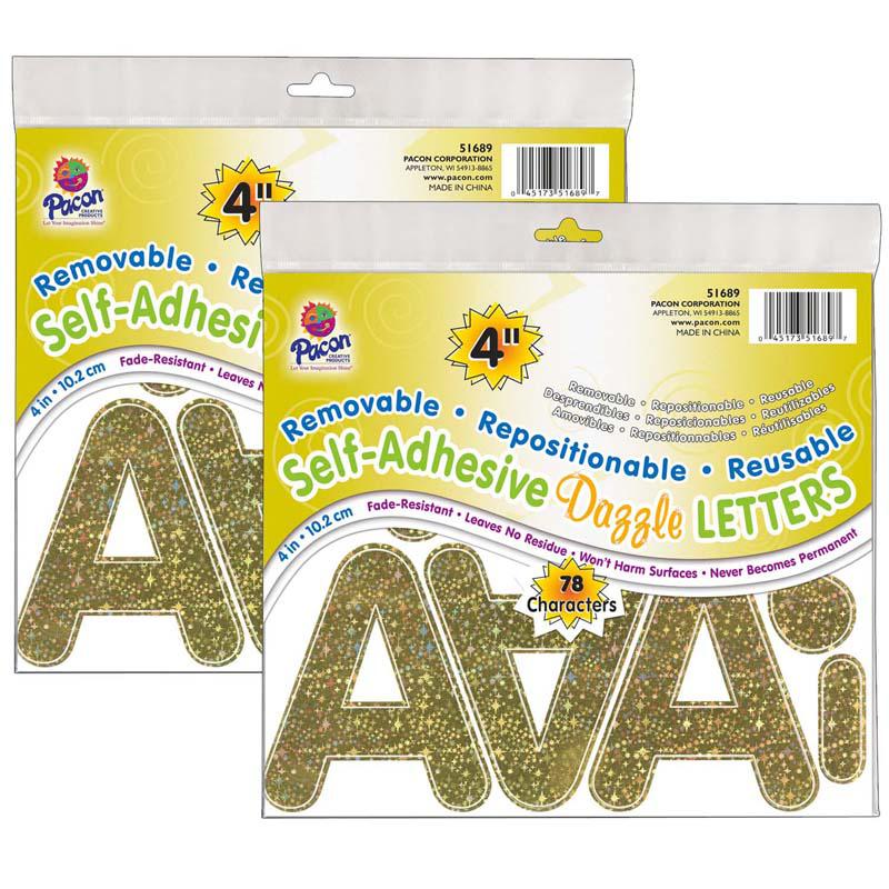 Self-Adhesive Letters, Gold Dazzle, Puffy Font, 4", 78 Per Pack, 2 Packs. Picture 2