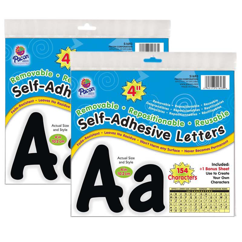 Self-Adhesive Letters, Black, Cheery Font, 4", 154 Per Pack, 2 Packs. Picture 2