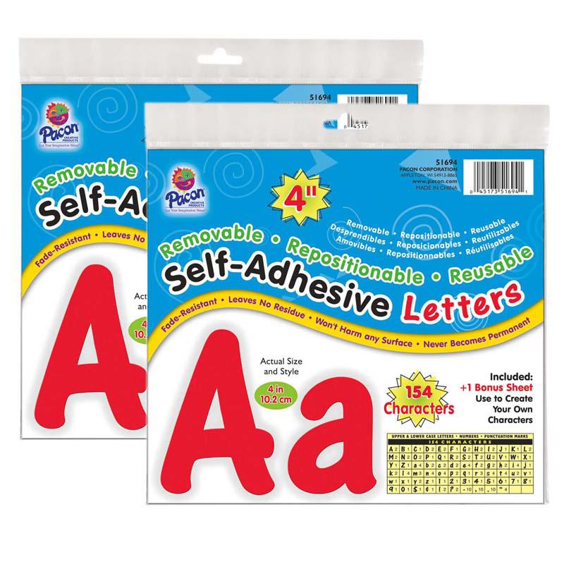 Self-Adhesive Letters, Red, Cheery Font, 4", 154 Per Pack, 2 Packs. Picture 2