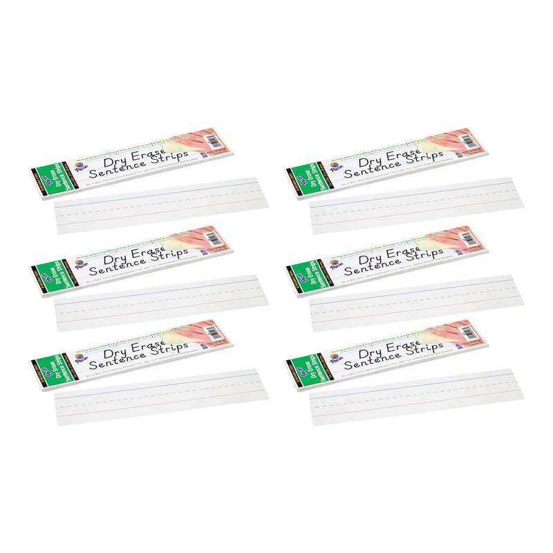 Dry Erase Sentence Strips, White, 1-1/2" X 3/4" Ruled, 30 Per Pack, 6 Packs. Picture 2