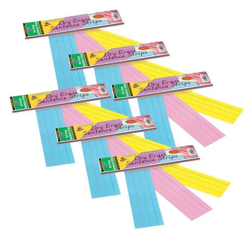 Dry Erase Sentence Strips, 3 1-1/2" X 3/4" Ruled, 3" x 12", 30 Per Pack, 6 Packs. Picture 2