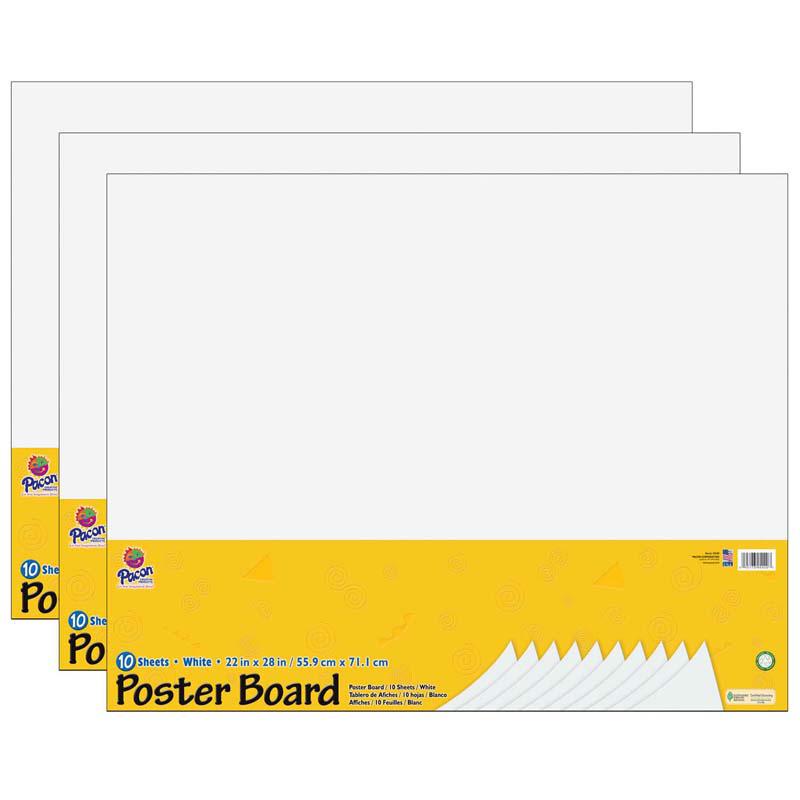 Poster Board, White, 22" x 28", 10 Sheets Per Pack, 3 Packs. Picture 2