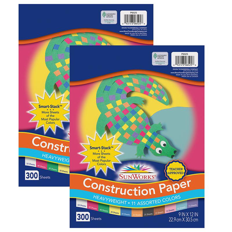 Construction Paper, 11 Assorted Colors, 9" x 12", 300 Sheets Per Pack, 2 Packs. Picture 2