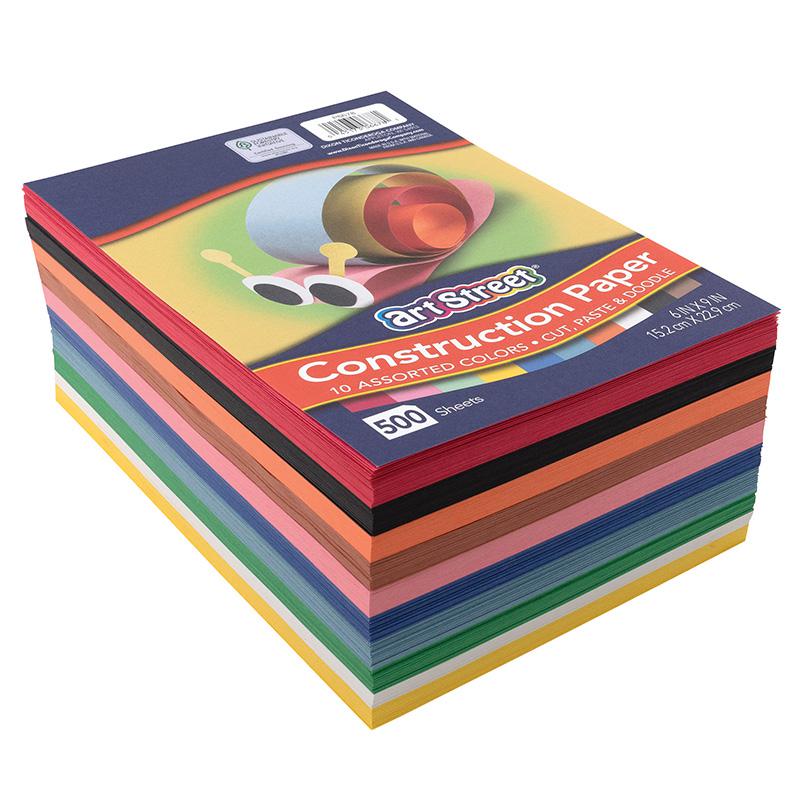Lightweight Construction Paper, 10 Assorted Colors, 6" x 9", 500 Sheets. Picture 2