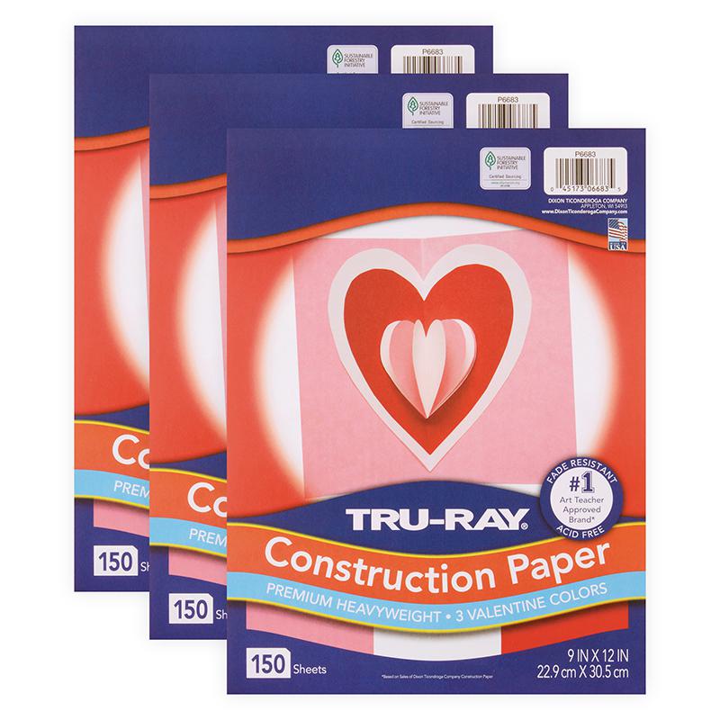Construction Paper Valentine Assortment, 9" x 12", 150 Sheets Per Pack, 3 Packs. Picture 2