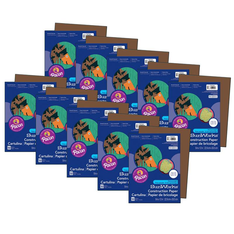 Construction Paper, Dark Brown, 9" x 12", 50 Sheets Per Pack, 10 Packs. Picture 2