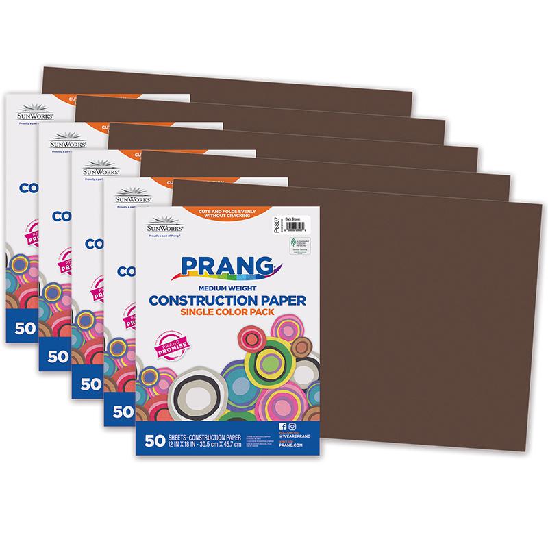 Construction Paper, Dark Brown, 12" x 18", 50 Sheets Per Pack, 5 Packs. Picture 2