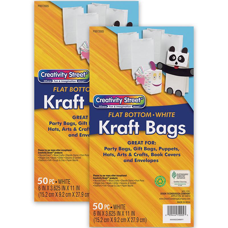 Kraft Bag, White, 6" x 3-5/8" x 11", 50 Per Pack, 2 Packs. Picture 2