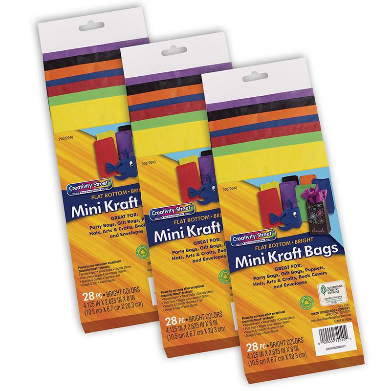 Mini Kraft Bag, Assorted Bright Colors, 28 Per Pack, 3 Packs. Picture 2