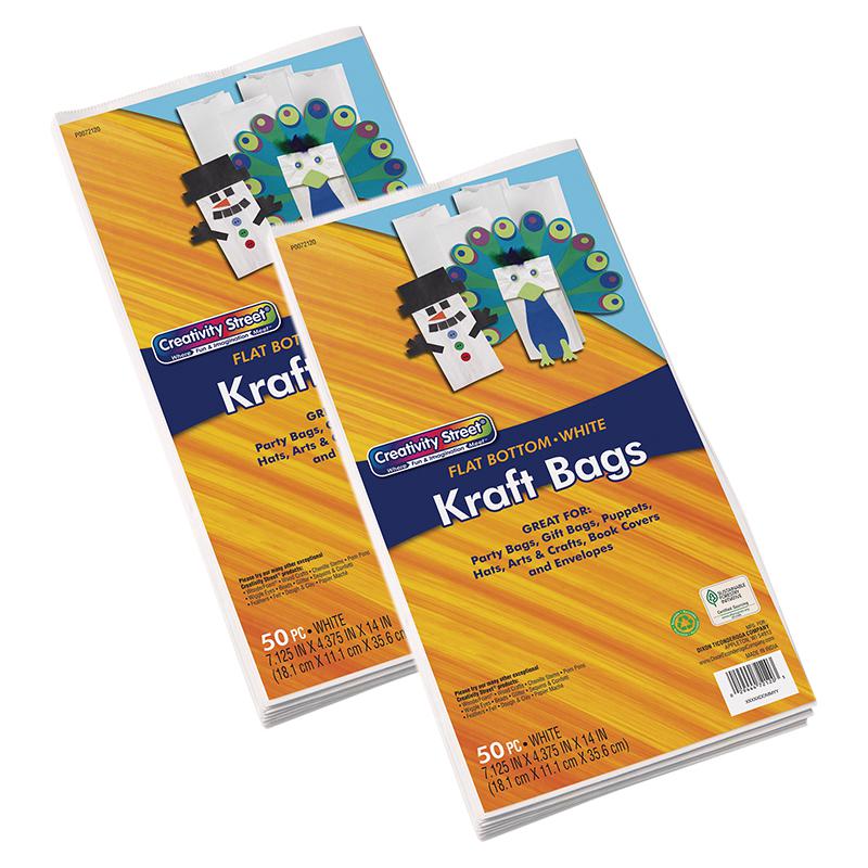 Kraft Bag, White, 7-1/8" x 4-3/8" x 14", 50 Bags Per Pack, 2 Packs. Picture 2