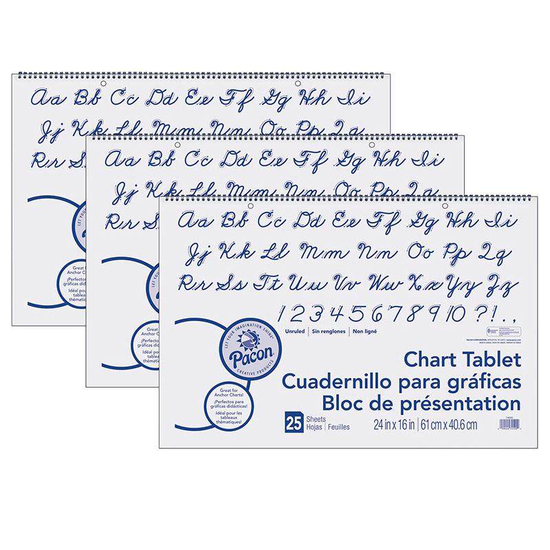 Chart Tablet, Cursive Cover, Unruled 24" x 16", 25 Sheets, 3 Tablets. Picture 2
