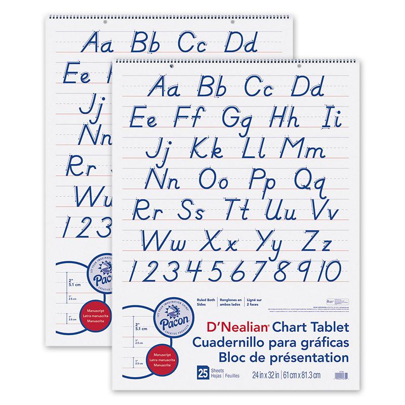 D'Nealian Chart Tablet, Manuscript Cover, 25 Sheets, Pack of 2. Picture 2