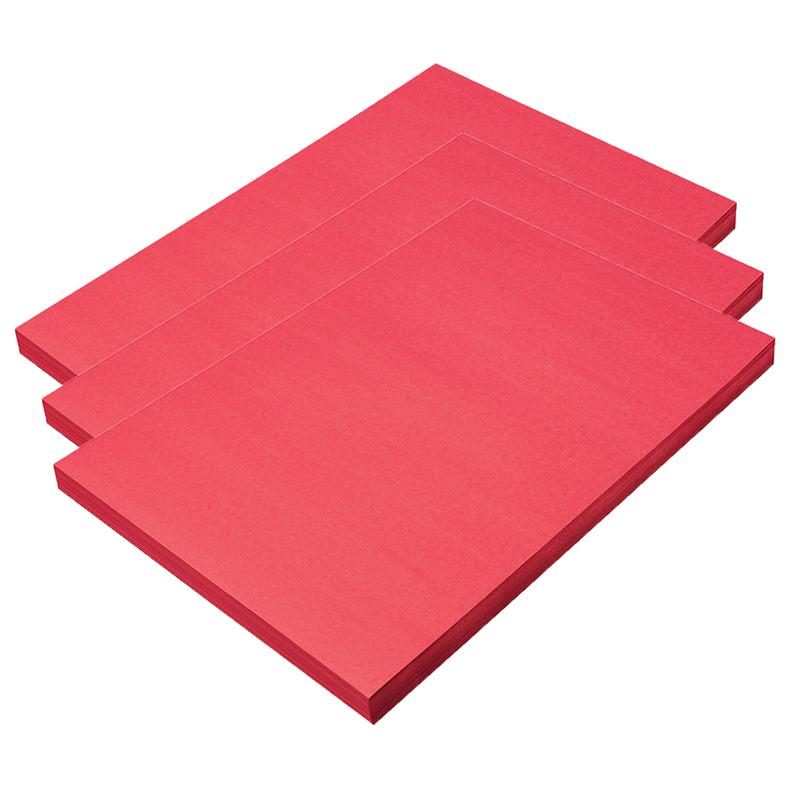 Construction Paper, Holiday Red, 12" x 18", 100 Sheets Per Pack, 3 Packs. Picture 2