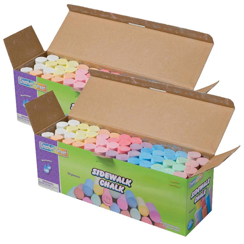 Sidewalk Chalk, Assorted Colors, 4", 52 Pieces Per Pack, 2 Packs. Picture 2