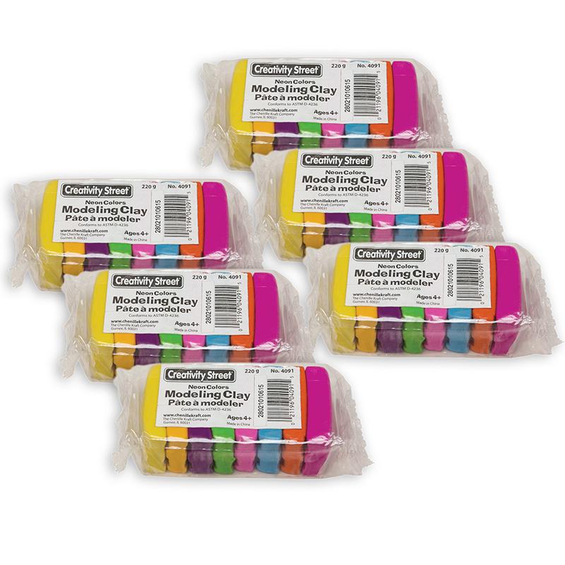 Modeling Clay, 8 Neon Color Assortment, 8 Sticks/220 grams Per Pack, 6 Packs. Picture 2