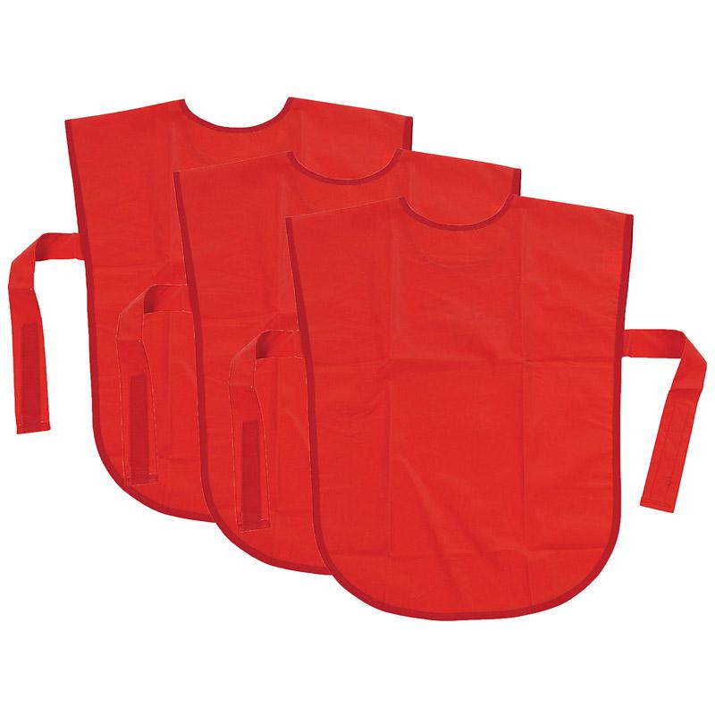 Vinyl Primary Art Smock, Ages 3+, Red, 22" x 16", Pack of 3. Picture 2