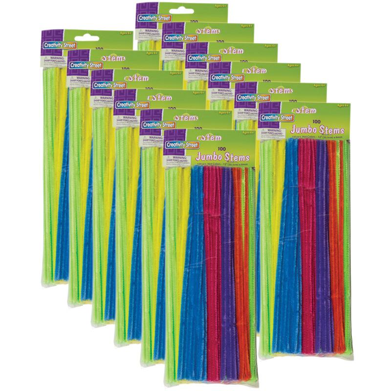 Jumbo Stems, Hot Assorted Colors, 12" x 6 mm, 100 Per Pack, 12 Packs. Picture 2