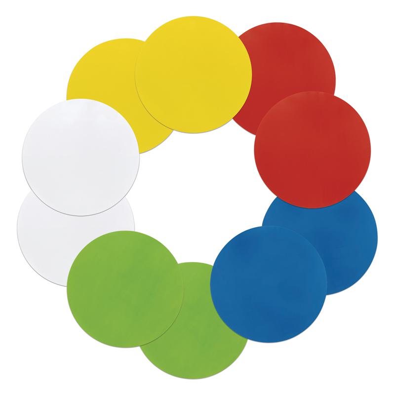 Self-Stick Dry Erase Circles, 5 Assorted Colors, 10" Dia., 10 Count. Picture 2