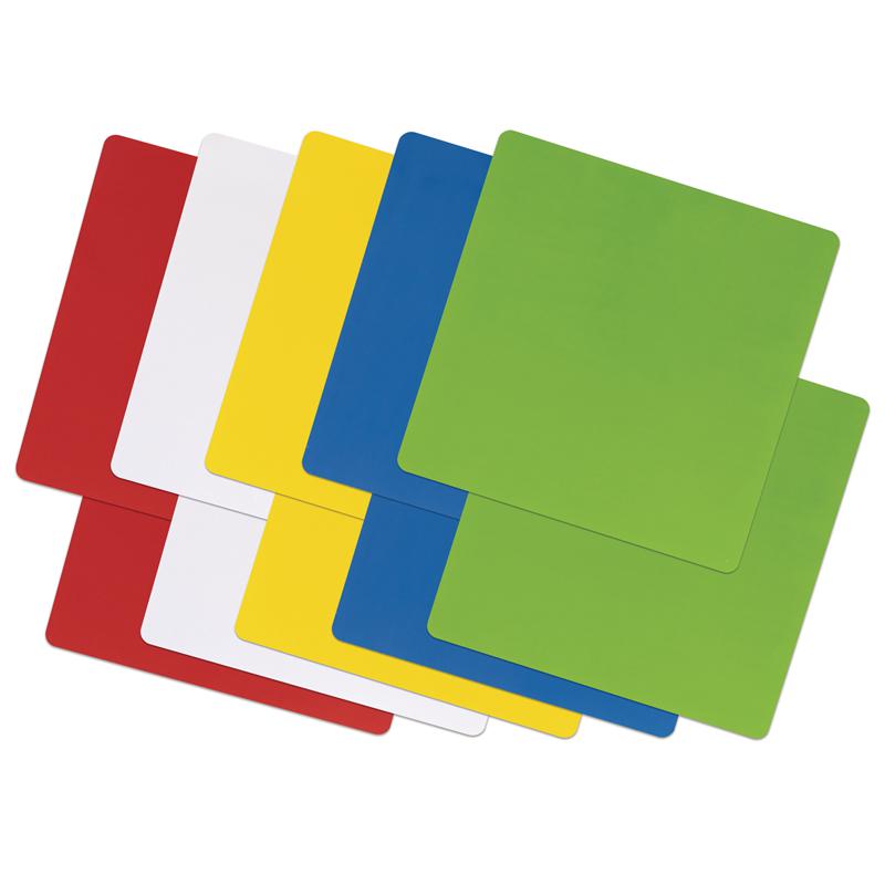 Self-Stick Dry Erase Squares, 5 Assorted Colors, 10" x 10", 10 Count. Picture 2