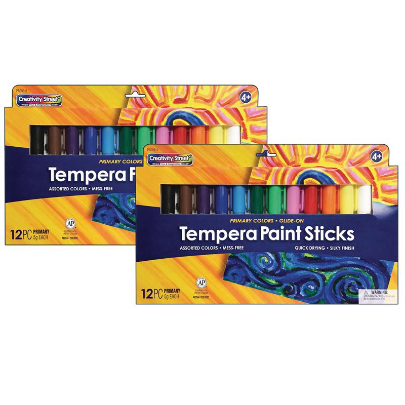 Glide-On Tempera Paint Sticks, 12 5 grams, 12 Per Pack, 2 Packs. Picture 2