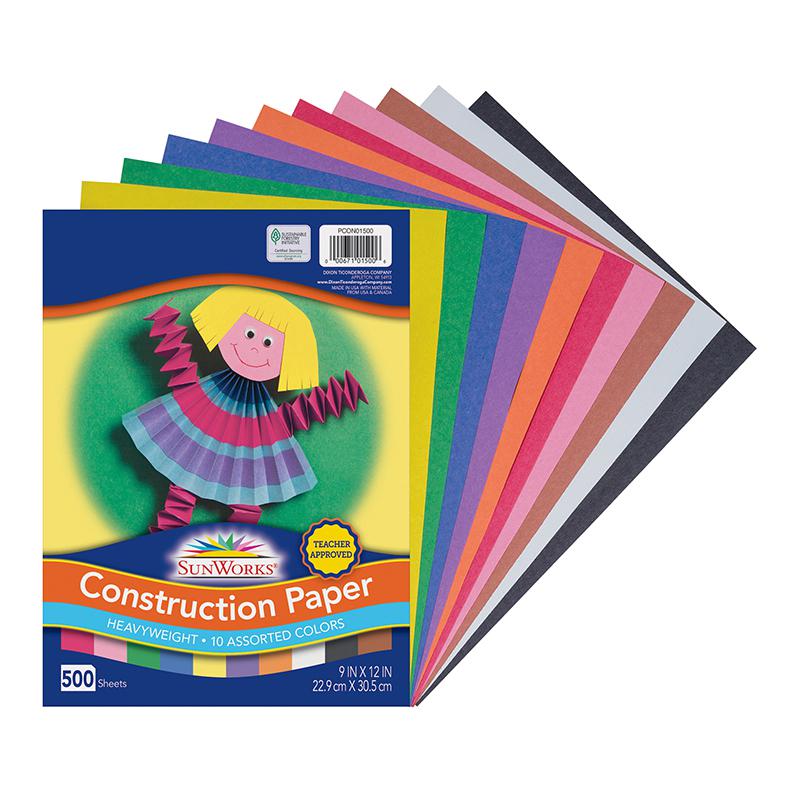Construction Paper, 10 Assorted Colors, 9" x 12", 500 Sheets. Picture 2