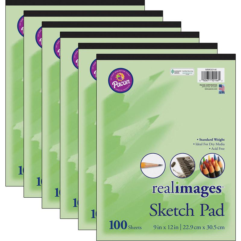 Sketch Pad, Standard Weight, 9" x 12", 100 Sheets, Pack of 6. Picture 2