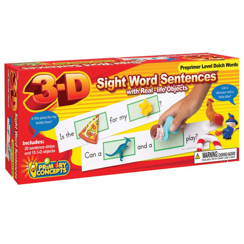 3-D Sight Word Sentences, Preprimer Level Dolch Words. Picture 2