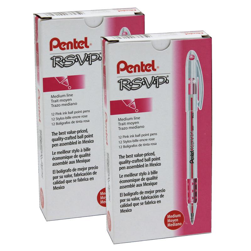 R.S.V.P. Ballpoint Pen, Medium Point, Pink, Pack of 24. Picture 2