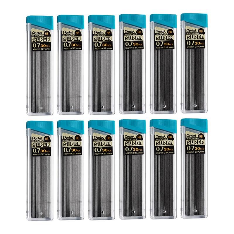 HB Super Hi-Polymer Leads, 0.7mm, Black, 30 Leads Per Pack, 12 Packs. Picture 2