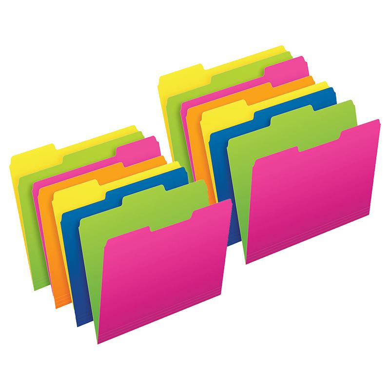 Twisted Glow File Folders, Letter Size, 1/3 Cut, 12 Per Pack, 2 Packs. Picture 2