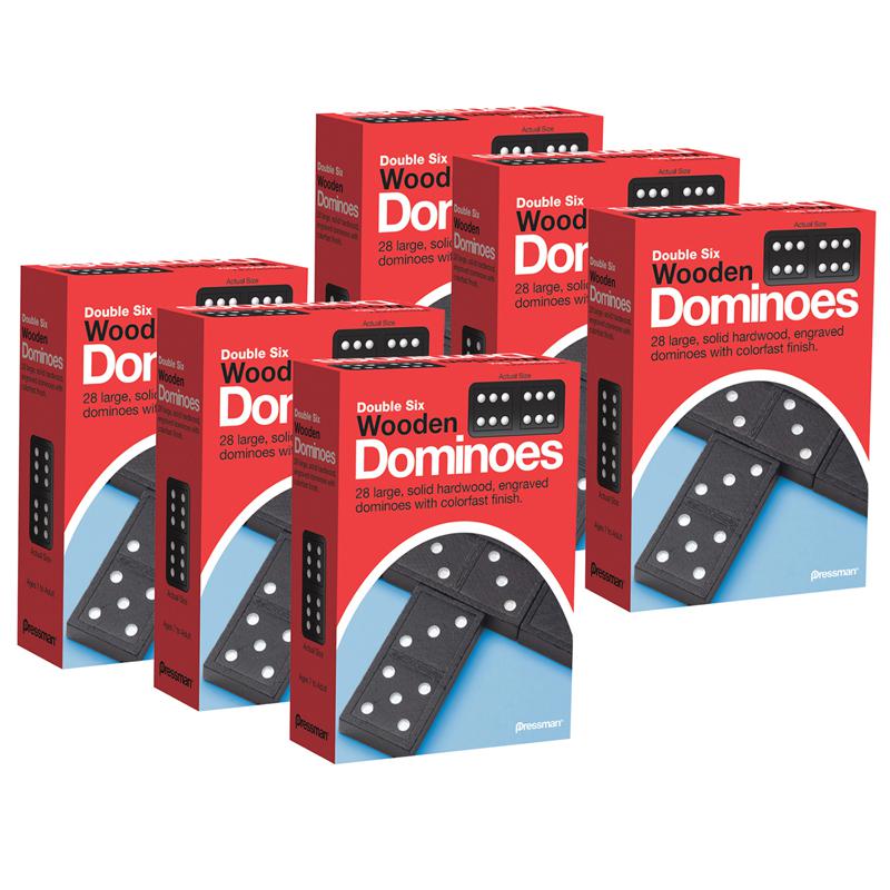 Double Six Wooden Dominoes Game, 6 Packs. Picture 2