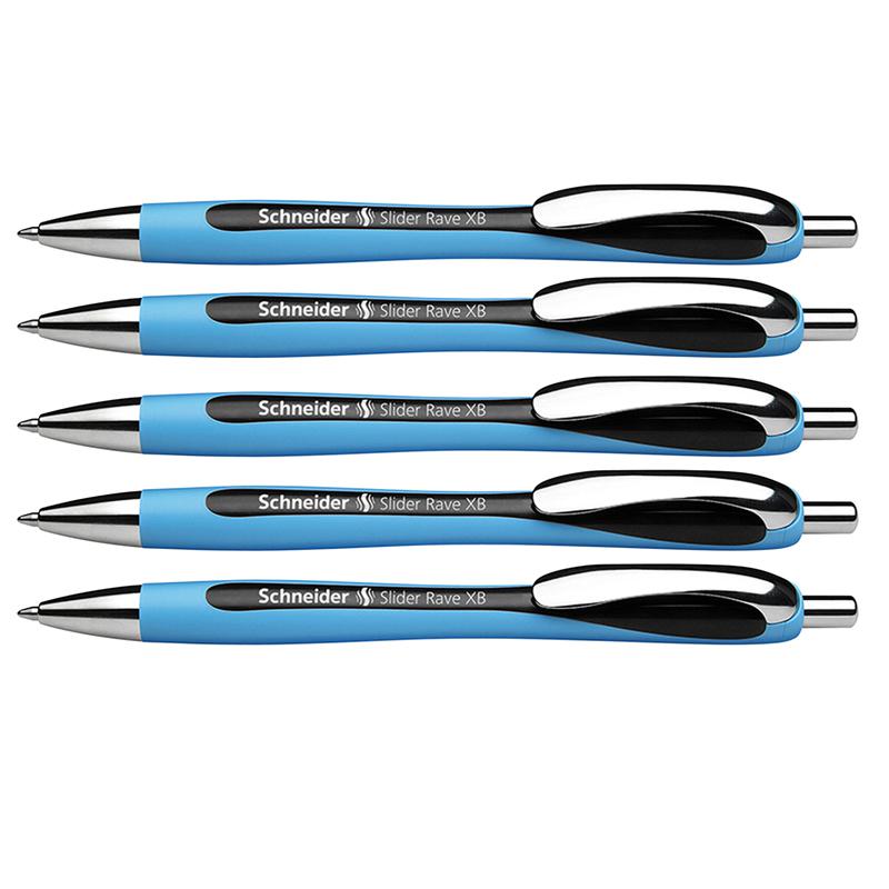 Rave Retractable Ballpoint Pen, ViscoGlide Ink, 1.4 mm, Black, Pack of 5. Picture 2