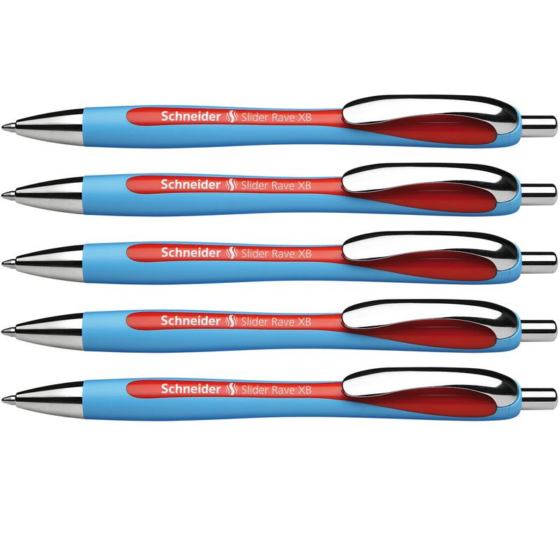 Rave Retractable Ballpoint Pen, ViscoGlide Ink, 1.4 mm, Red, Pack of 5. Picture 2