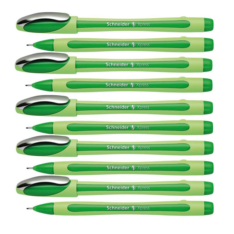 Xpress Fineliner Pen, Fiber Tip, 0.8 mm, Green, Pack of 10. Picture 2