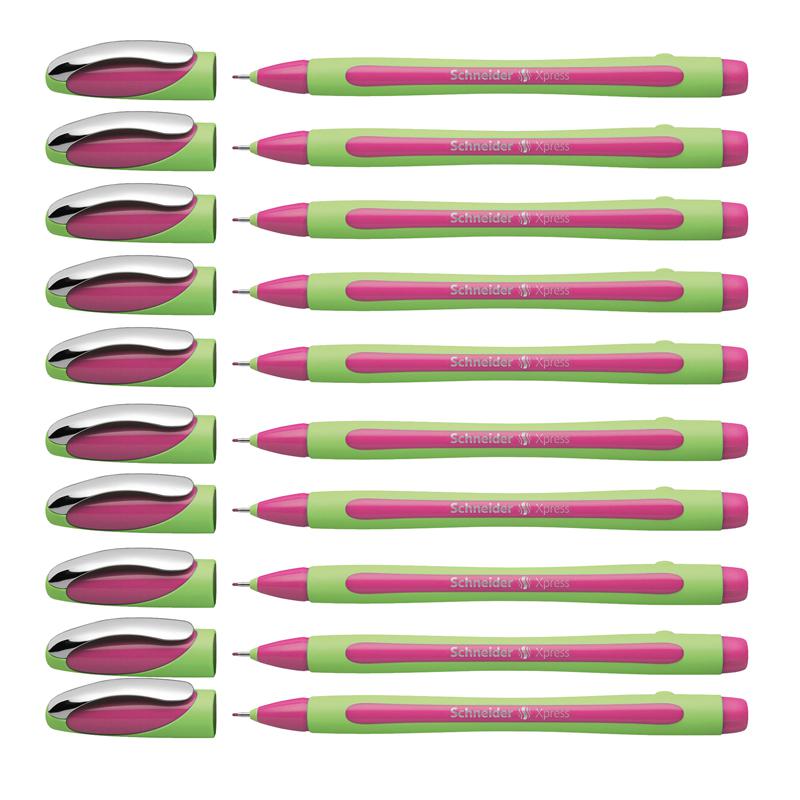 Xpress Fineliner Pen, Fiber Tip, 0.8 mm, Pink, Pack of 10. Picture 2