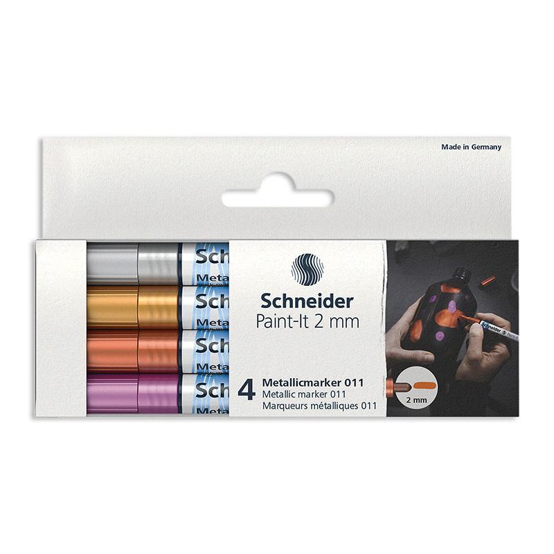 Paint-It 011 Metallic Markers, 2 mm Tip, Wallet, 4 Assorted Ink Colors (Set 1). Picture 2