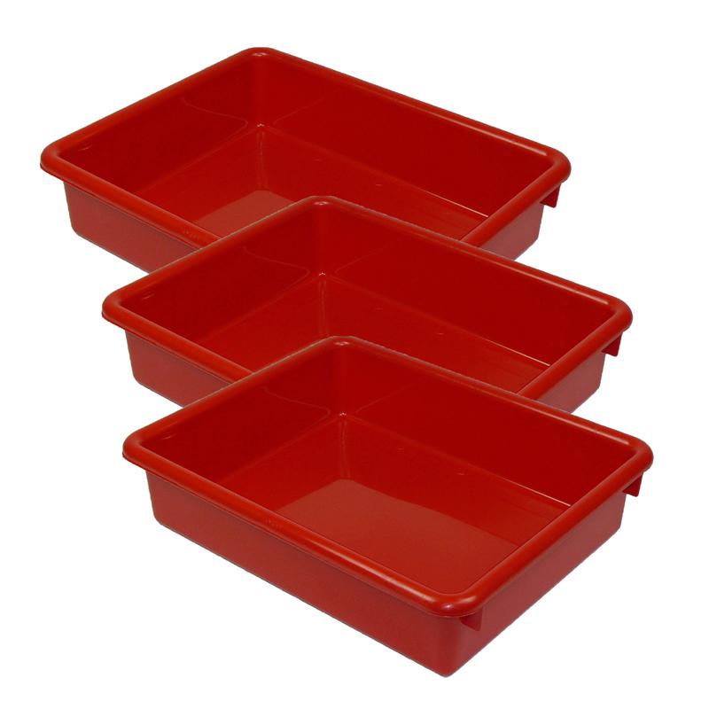 Stowaway 3" Letter Tray no Lid, Red, Pack of 3. Picture 2