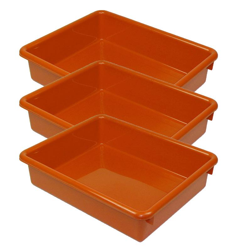 Stowaway 3" Letter Tray no Lid, Orange, Pack of 3. Picture 2