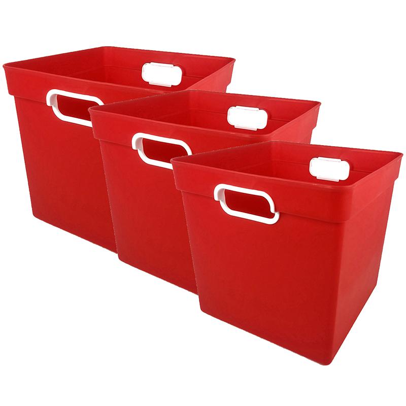 Cube Bin, Red, Pack of 3. Picture 2