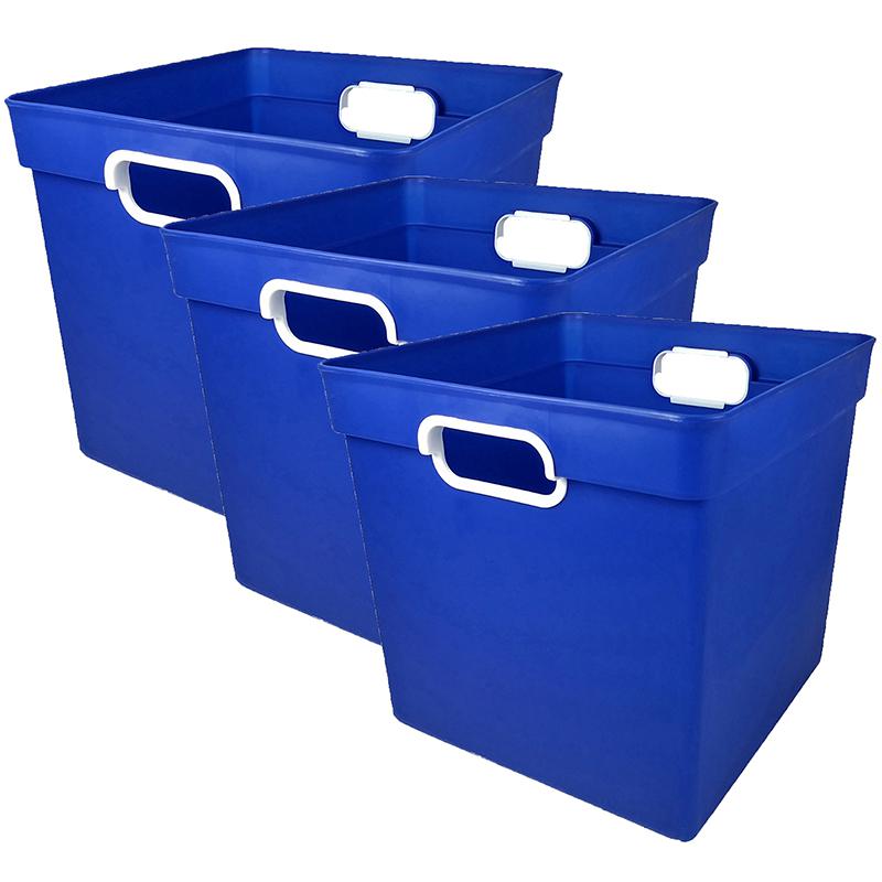 Cube Bin, Blue, Pack of 3. Picture 2