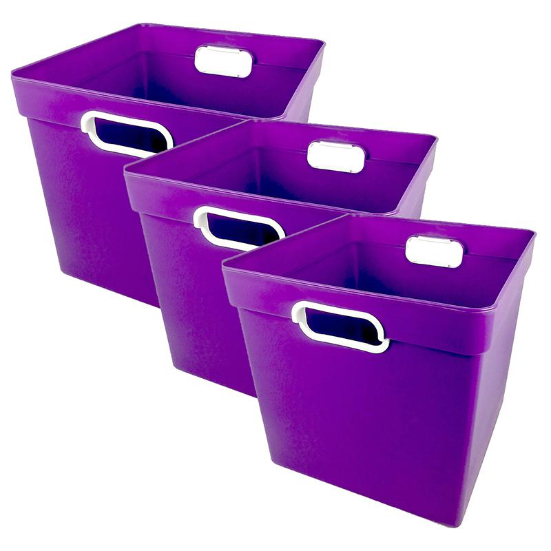 Cube Bin, Purple, Pack of 3. Picture 2