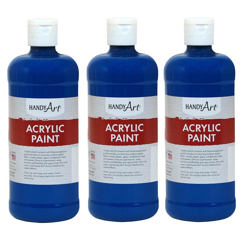 Acrylic Paint 16 oz, Ultra Blue, Pack of 3. Picture 2