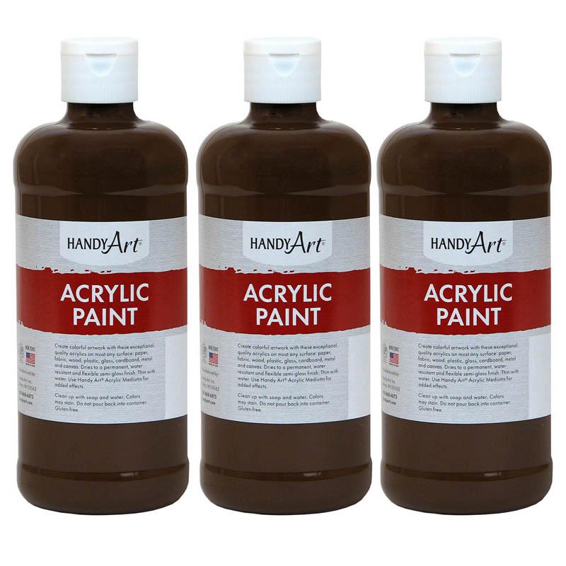 Acrylic Paint 16 oz, Burnt Umber, Pack of 3. Picture 2