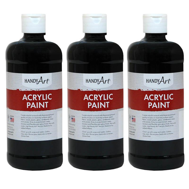 Acrylic Paint 16 oz, Mars Black, Pack of 3. Picture 2