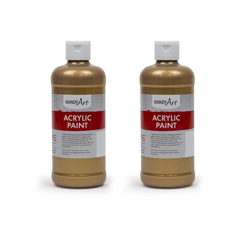 Metallic Acrylic Paint 16 oz., Gold, Pack of 2. Picture 2